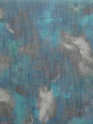 Teal Blue & Grey Linen Blend Printed Banarasi Saree 3