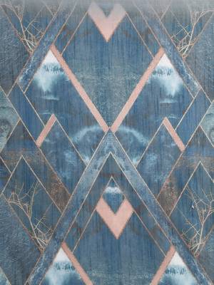 Blue & Beige Linen Blend Printed Banarasi Saree 3
