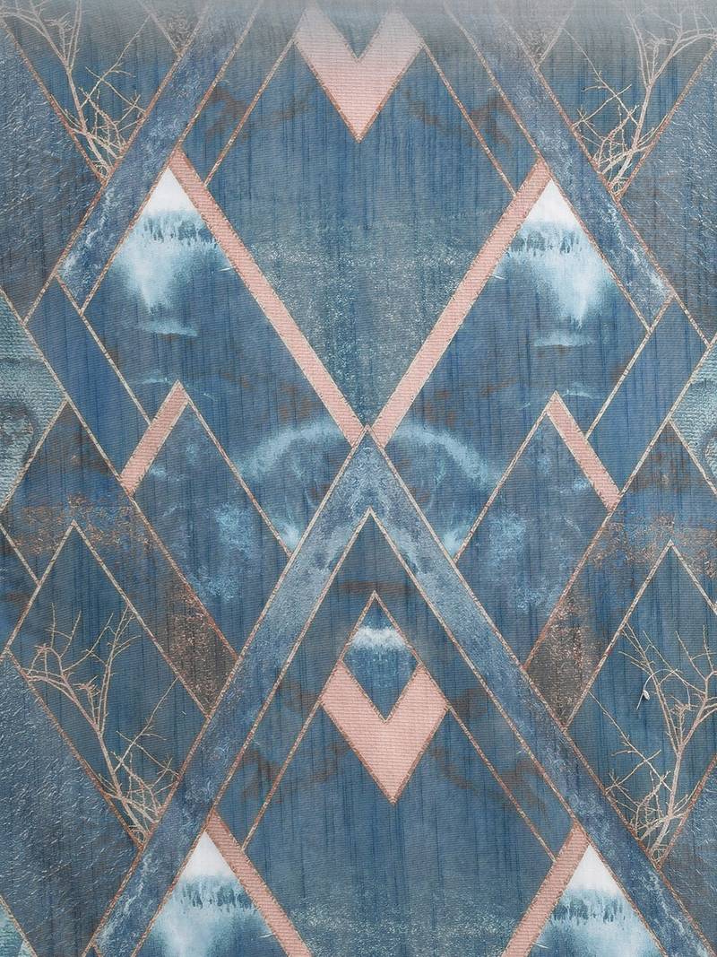 Blue & Beige Linen Blend Printed Banarasi Saree