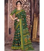Sangam Prints Green Cotton Printed Traditional Saree