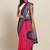 Pink & Blue Cotton Blend Printed Bandhani Saree