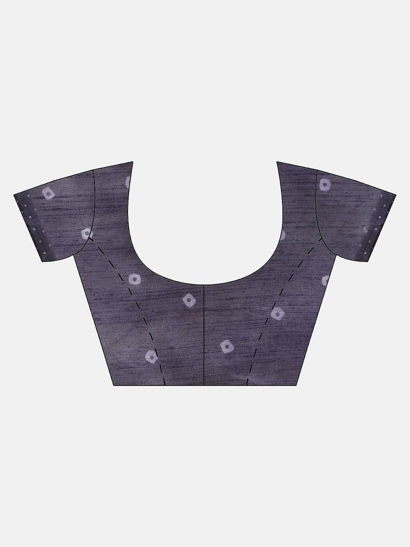 Pink & Blue Cotton Blend Printed Bandhani Saree