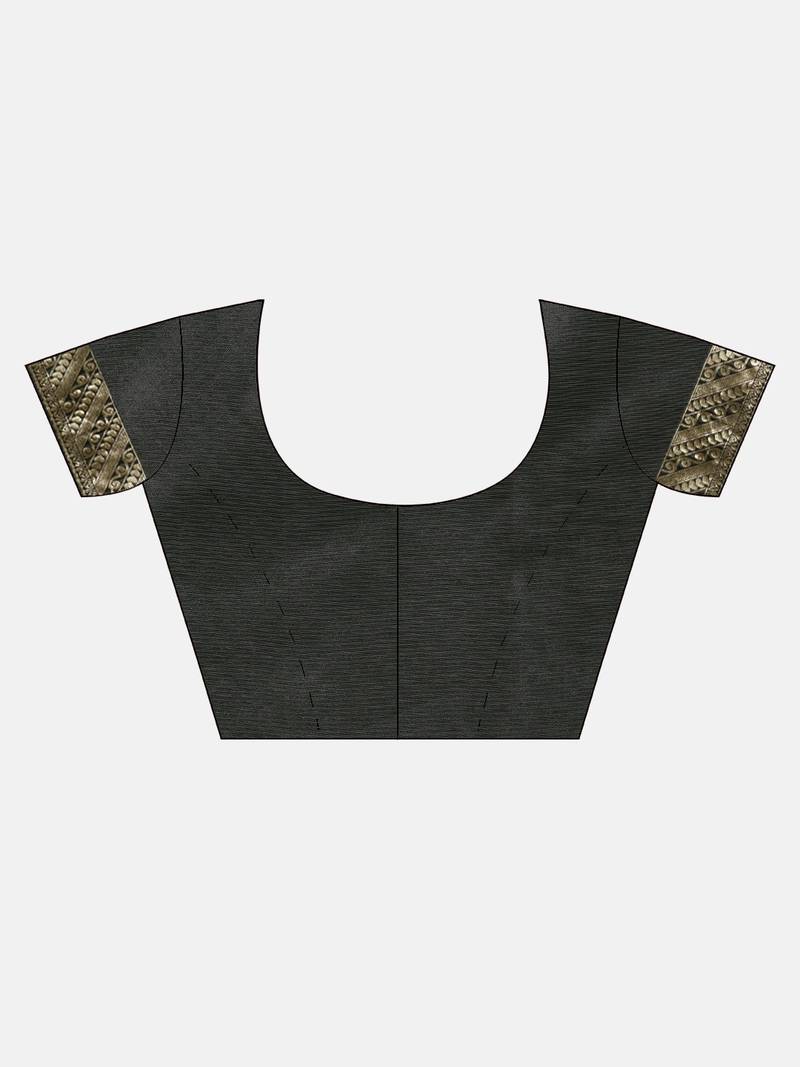 Black & Gold-Toned Silk Blend Woven Design Banarasi Saree