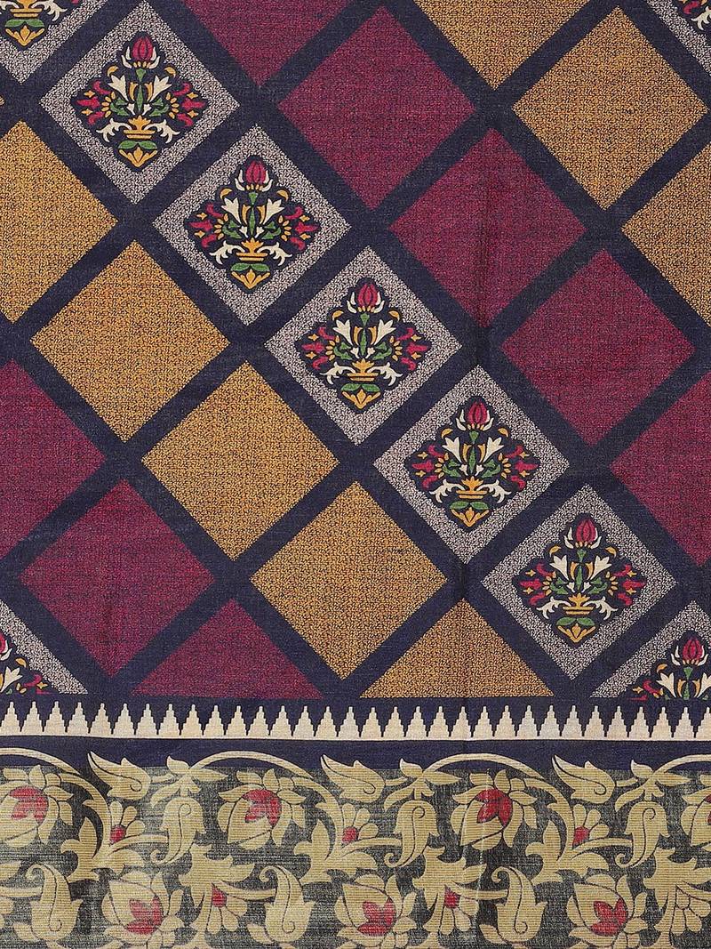 Pink & Mustard Yellow Printed Patola Saree