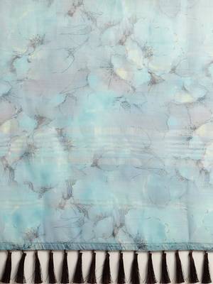 Blue & Black Linen Blend Printed Saree 4