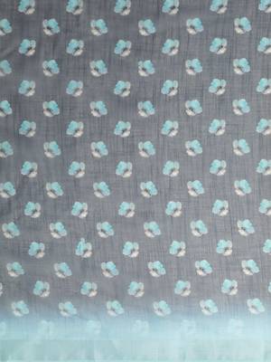 Blue & Black Linen Blend Printed Saree 5