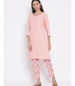 Span Persian Pink Cotton Kurta and Pant Set
