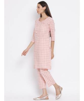 Span Persian Pink Cotton Kurta and Pant Set 2