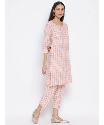 Span Persian Pink Cotton Kurta and Pant Set 3