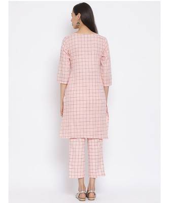 Span Persian Pink Cotton Kurta and Pant Set 4