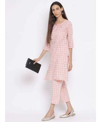 Span Persian Pink Cotton Kurta and Pant Set 5