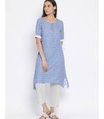 Span Greece Blue Cotton Kurta and Pant Set