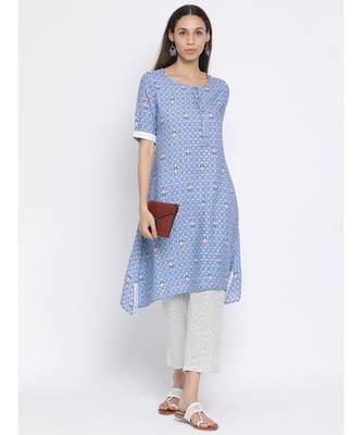 Span Greece Blue Cotton Kurta and Pant Set 5