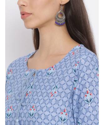 Span Greece Blue Cotton Kurta and Pant Set 6