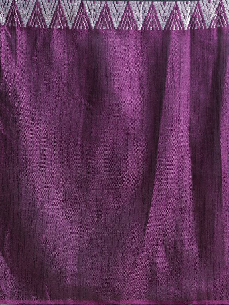Purple & Black Linen Blend Colourblocked Saree
