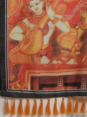 Grey & White Linen Blend Printed Ikat Saree 4