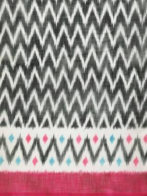 Black & White Linen Blend Printed Ikat Saree 4