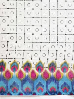 White & Blue Linen Blend Checked Ikat Saree 3