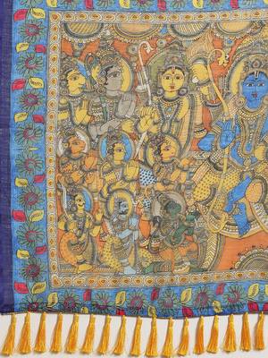 White & Blue Printed Ikat Saree 4