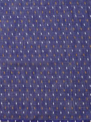 White & Blue Printed Ikat Saree 5