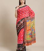 Pink & White Printed Pochampally Saree