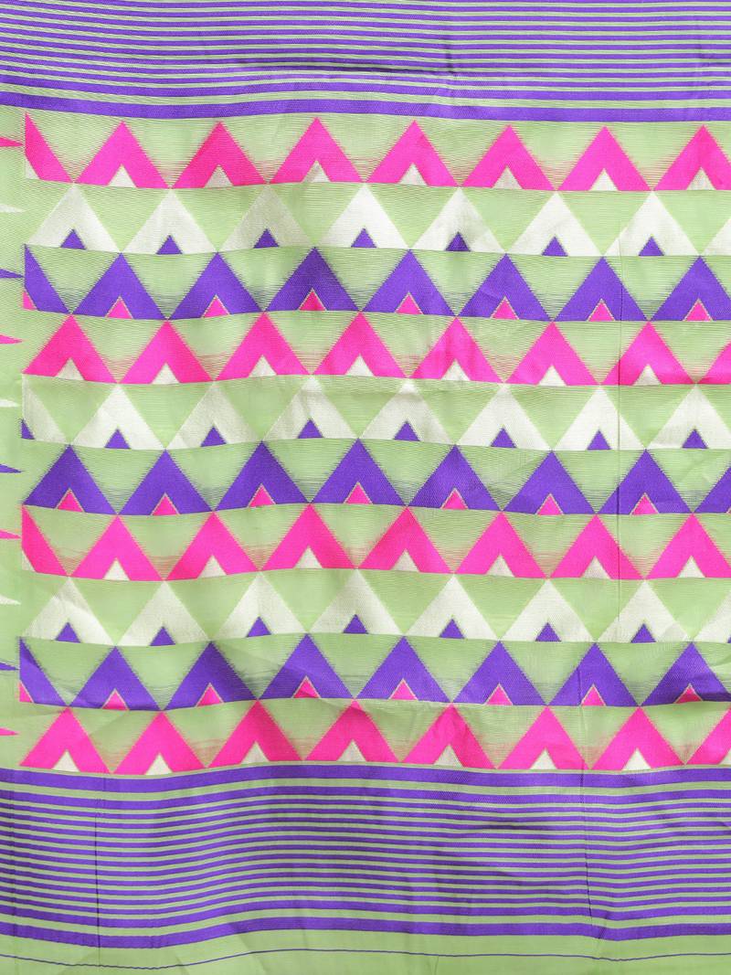 Pista Coloured Trendy Dhakai Jamdani Cotton Silk Saree