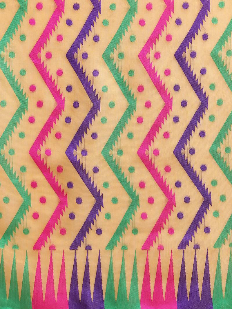 Orange Coloured Trendy Dhakai Jamdani Cotton Silk Saree