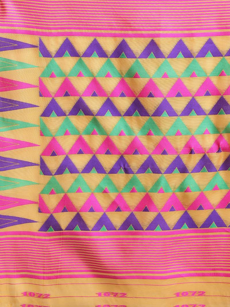 Orange Coloured Trendy Dhakai Jamdani Cotton Silk Saree