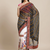 Black & White Kutchi Embroidered Half and Half Bandhani Saree