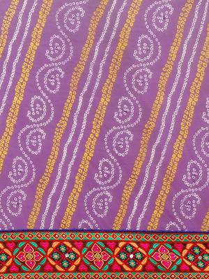 Purple & White Kutchi Embroidered Half and Half Bandhani Saree 3