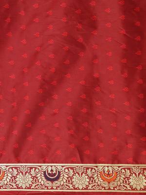 Navy Blue & Gold-Toned Silk Blend Woven Design Kanjeevaram Saree 5