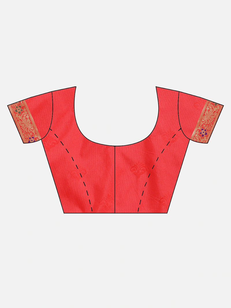 Purple & Gold-Toned Silk Blend Woven Design Kanjeevaram Saree