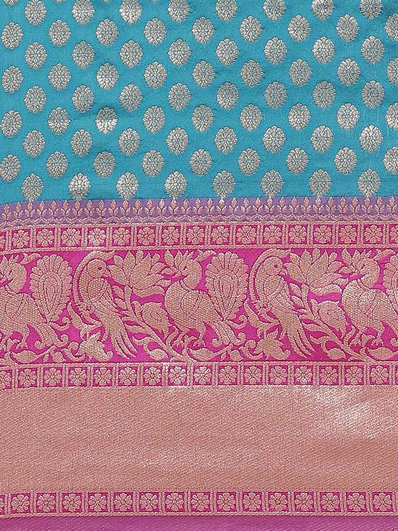 Blue & Golden Woven Design Banarasi Saree