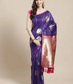 Purple & Golden Zari Woven Design Banarasi Saree