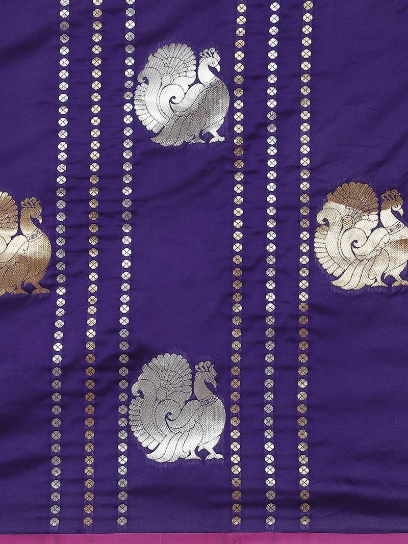 Purple & Golden Zari Woven Design Banarasi Saree