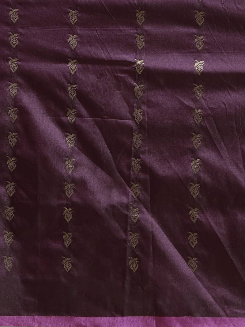 Purple & Pink Silk Blend Woven Design Banarasi Saree