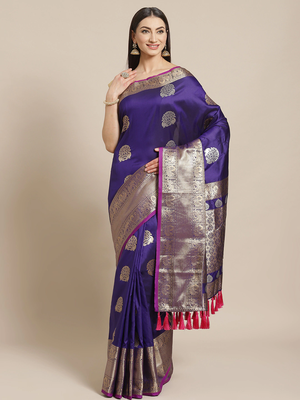 Blue & Golden Zari Woven Design Banarasi Saree 1