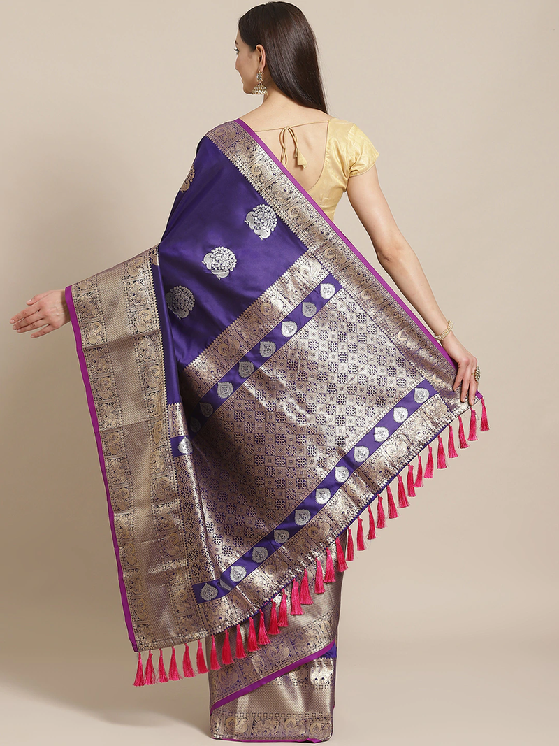 Blue & Golden Zari Woven Design Banarasi Saree