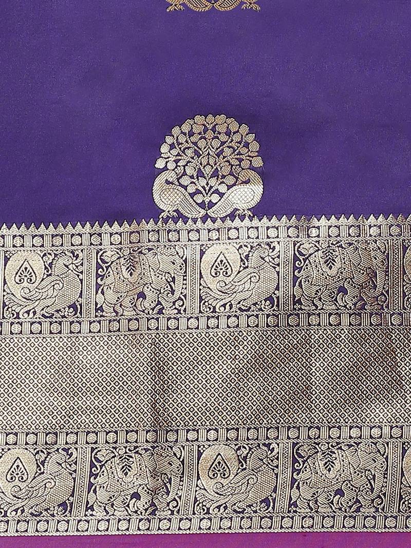 Blue & Golden Zari Woven Design Banarasi Saree