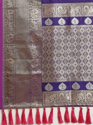 Blue & Golden Zari Woven Design Banarasi Saree 4