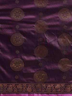 Wine New Soft Silk Banarasi Round Lotus Kesari Paithani Saree 3