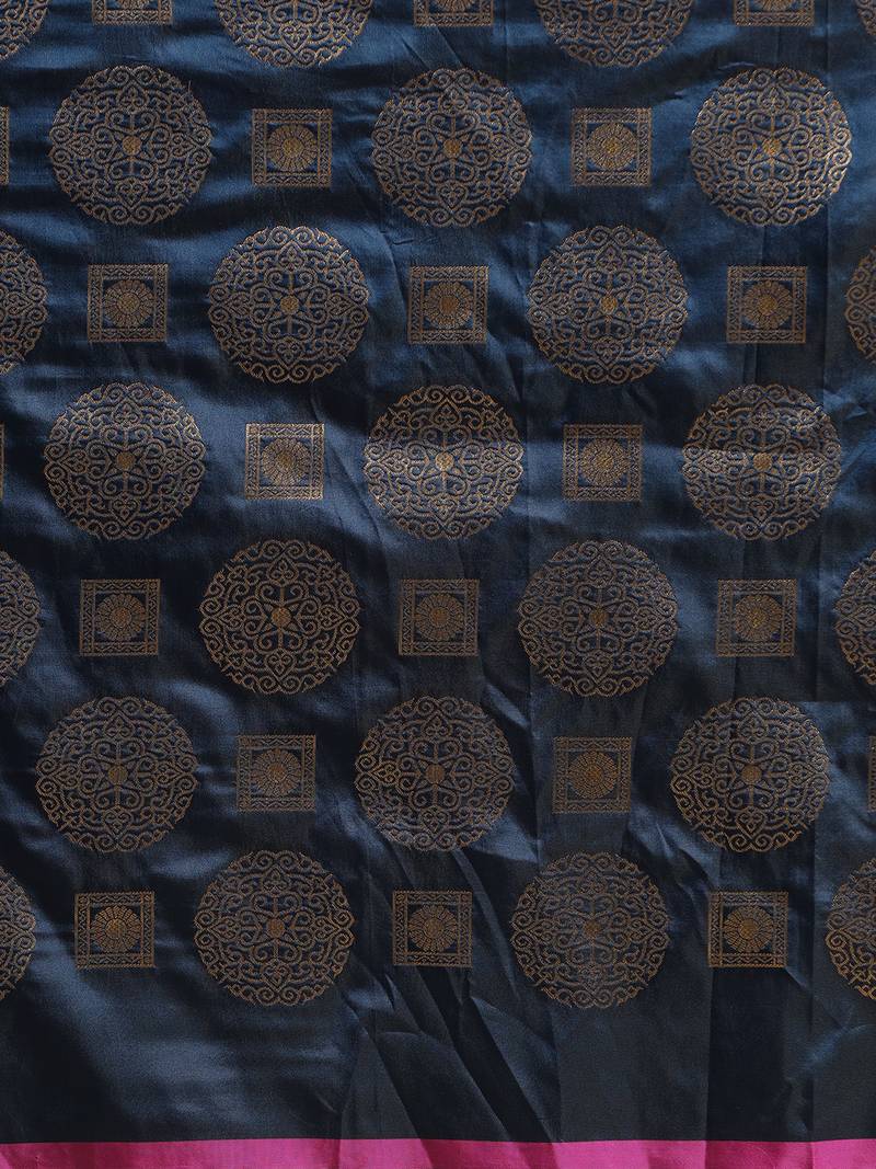 Nblue New Soft Silk Banarasi Tempel Animal Kesari Paithani Saree