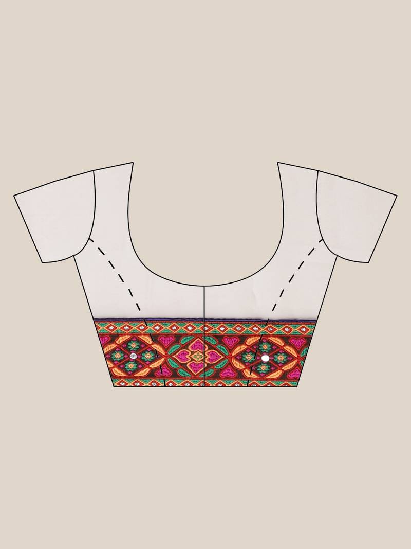 Red & White Printed Half & Half Bandhani Saree