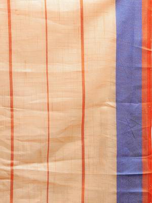 Orange & Blue Linen Blend Checked Banarasi Saree 5