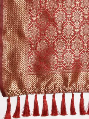 Grey Silk Blend Woven Design Patola Saree 4