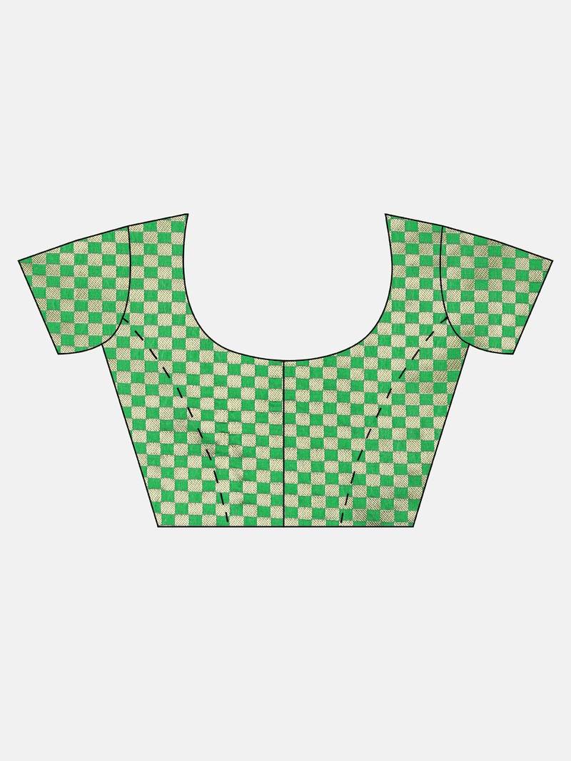 Green & Red Silk Blend Woven Design Patola Saree