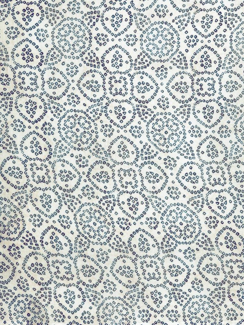 White & Blue Linen Blend Printed Bandhani Saree