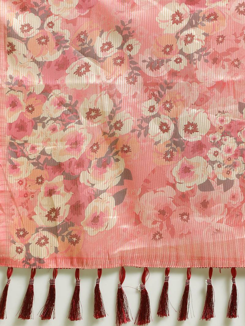New Maheswari Silk Flower Digital Print Soft Silk Saree