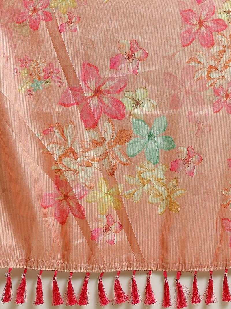 New Maheswari Silk Flower Digital Print Soft Silk Saree