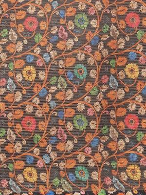 Black & Orange Digital Print Maheshwari Saree 3